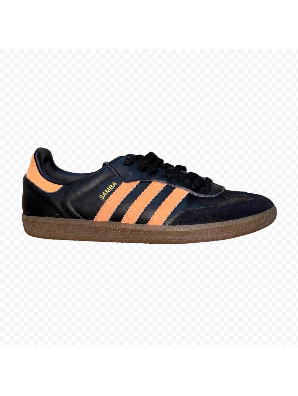 Adidas Samba OG Mens 10.5 Black Orange Gum Leather Casual Soccer Shoes